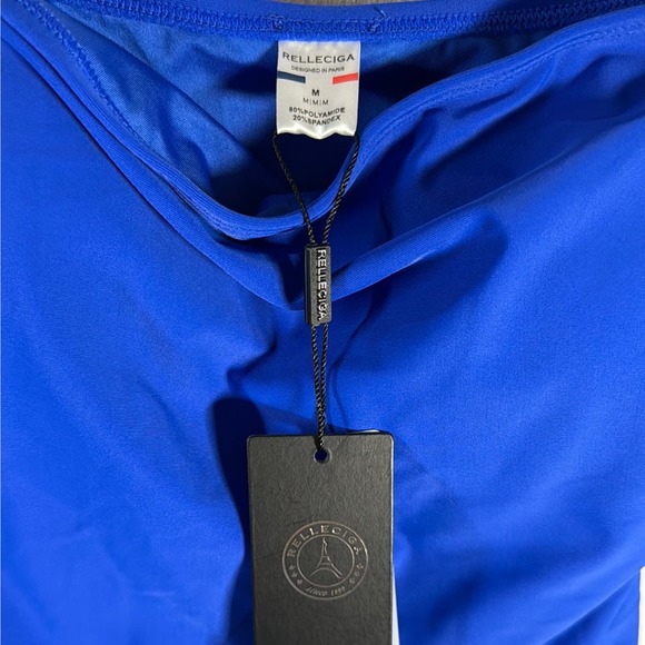 Royal blue RELLECIGA Women's Bandeau One Piece Swimsuits, size medium - Picture 4 of 5